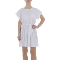 Ital-Design Sommerkleid Damen Freizeit (86164419) Kreppoptik/gesmokt Minikleid in Weiß von Ital-Design