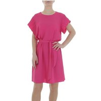 Ital-Design Sommerkleid Damen Freizeit (86164425) Kreppoptik/gesmokt Minikleid in Pink von Ital-Design