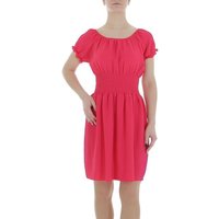 Ital-Design Sommerkleid Damen Freizeit (86164465) Kreppoptik/gesmokt Minikleid in Pink von Ital-Design