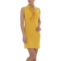 Ital-Design Sommerkleid Damen Freizeit Rüschen Stretch Minikleid in Gelb von Ital-Design