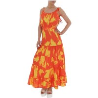 Ital-Design Sommerkleid Damen Freizeit Stufenkleid Volants Batik Maxikleid in Orange von Ital-Design