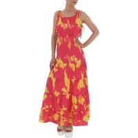 Ital-Design Sommerkleid Damen Freizeit Stufenkleid Volants Batik Maxikleid in Pink von Ital-Design