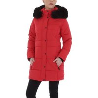 Ital-Design Steppjacke Damen Freizeit Kapuze (abnehmbar) Gefüttert Mantel in Rot von Ital-Design