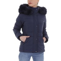 Ital-Design Steppjacke Damen Freizeit Kapuze (abnehmbar) Gefüttert Winterjacke in Dunkelblau von Ital-Design