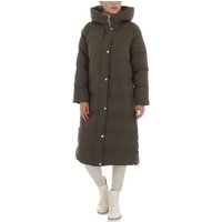 Ital-Design Steppjacke Damen Freizeit Kapuze Gefüttert Winterjacke in Khaki von Ital-Design