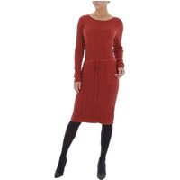 Ital-Design Strickkleid Damen Freizeit Ornamente Stretch Strickoptik Stretchkleid in Terrakotta von Ital-Design