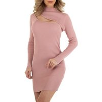 Ital-Design Strickkleid Damen Freizeit Stretch Rippstrickoptik Stretchkleid in Rosa von Ital-Design