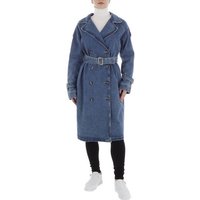 Ital-Design Trenchcoat Damen Elegant (86099112) Used-Look Trenchcoat in Blau von Ital-Design