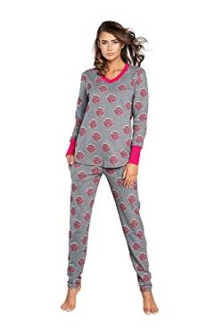 Damen Schlafanzug aus Baumwolle, Ladies’ Pyjama Set Long-Sleeved, Checked Pyjama Set, Night Wear, Soft and warm (S, Mehrfarbig) von Italian Fashion IF