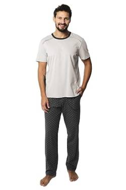 Italian Fashion IF ABEL Herren moderner Langer Schlafanzug/Pyjama aus 100% Baumwolle, lang beige, Gr. S von Italian Fashion IF