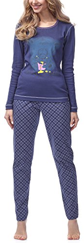 Italian Fashion Baumwolle Pyjama Schlafanzug Lang Zweiteilige Nachtwäsche Hausanzug Sleepwear Langarm Perfect als Geschenk | schönes Zuhause Outfit von Italian Fashion