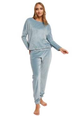 Italian Fashion IF Damen Fleece Hausanzug Schlafanzug Lang Winter Weicher Pyjama Anzug Set Zweiteiliger Bipolar Oberteil mit Taschen und Hose von Italian Fashion IF