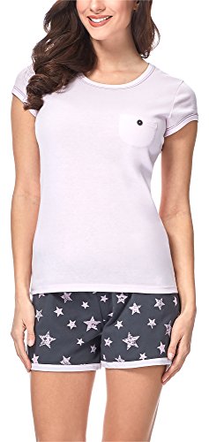 Italian Fashion IF Damen Pyjama Set Schlafanzug Kurz Baumwolle Nachtwäsche Kurzarm Sommer Top und Short Zweiteilig Sleepwear Schlafanzug Hausanzug 2021 von Italian Fashion IF