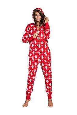 Italian Fashion IF Damen Schlafanzug aus Baumwolle, Pijama Onesie schönes Jumpsuit Long Sleeve Bodysuit mit Kapuze | Nachtwäsche oder Hausanzug Modell mit Taschen von Italian Fashion IF