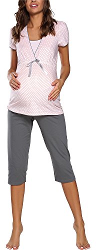 Italian Fashion Damen Stillpyjama F2L3C3T1 0225 (M, Aprikose) von Italian Fashion