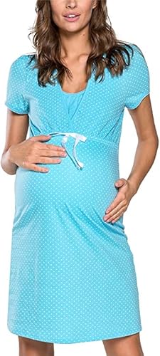 Italian Fashion IF Nachthemd Damen Geburt Stillnachthemd Mutterschaft Schwangerschaft Nachtwäsche Umstandsmode von Italian Fashion IF