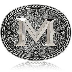 Western Cowboy/Cowgirl Initiale Gürtelschnalle – Silber – Große Buchstaben-Schnallen für Männer und Frauen, silber von Itera