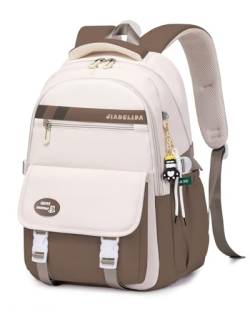 IvyH Schulrucksack Teenager Rucksack Mädchen Jungen, Lässige Daypack groß Wasserdicht für Mädchen 3-9. klasse Schulranzen für die Oberstufe College Reiserucksack, Braun von IvyH