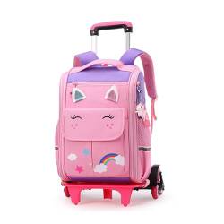 Schulrucksack Mädchen Jungen Teenager Rollen Trolleytasche Schulranzen Schulranzen Mädchen mit Rollen Schultasche Trolley Kinderrucksack Schultasche Laptoptasche 6-12 Jahre Alt, Lila von IvyH