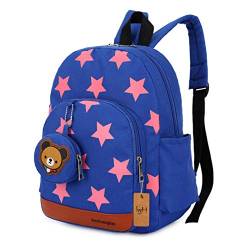 kindergartenrucksack, Kinderrucksack Star Drucken Mit Bär Brieftasche Kinder Rucksack für Rucksack Kindergarten Junge Babyrucksack Schultasche 2-6 Jahre Blau von IvyH