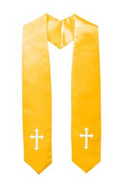 IvyRobes Erwachsene Klerus Chor Gestohlen mit Stickerei Kreuz Traditionell 152cm Unisex Kirche Priester Kostüm Gold von IvyRobes