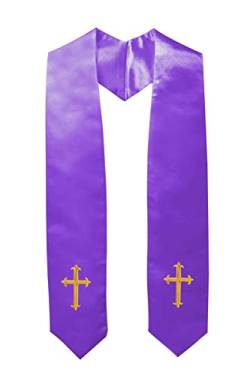 IvyRobes Erwachsene Klerus Chor Gestohlen mit Stickerei Kreuz Traditionell 152cm Unisex Kirche Priester Kostüm Violett von IvyRobes