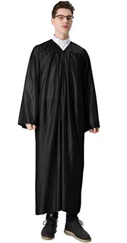IvyRobes Erwachsene Klerus Chor Robe Glänzend Bestätigung Taufe Richter Robe Kostüm Schwarz 57FF(180cm - 186cm) von IvyRobes