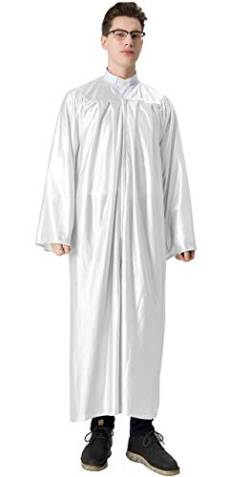 IvyRobes Erwachsene Klerus Chor Robe Glänzend Bestätigung Taufe Richter Robe Kostüm Weiß 51(166cm - 172cm) von IvyRobes