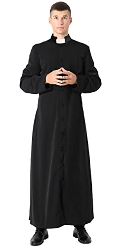 IvyRobes Priester Römische Klerus Soutane Erwachsenen Kanzel Kostüm Vestment Pfarrer Kirche Karneval Schwarz von IvyRobes