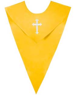 IvyRobes Unisex Glänzend V-Form Chor Gestohlen für Erwachsene Stola mit Kreuz Klerus Kirche Kostümstolen Gold von IvyRobes
