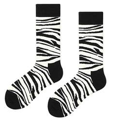 Ixkbiced Unisex Hip Hop Lustige Crew Socken Schwarz Weiß Zebra Streifen Skateboard Strumpfwaren, Weiß/Schwarz, Sole length: app. 20cm von Ixkbiced
