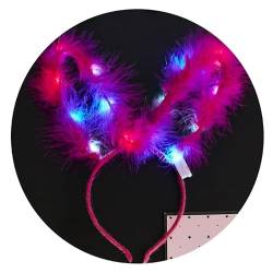 LED-Hasenohren-Haarreif mit leuchtenden Hasenohren, Kopfschmuck für Mädchen und Erwachsene, Weihnachtsfeier-Dekorationen, niedliches Haar-Accessoire von Ixkbiced