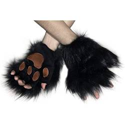 IzzDynno Frauen Mädchen warm halb Finger Plüschhandschuhe Wolf Paws Handschuhe Cosplay Kostüm Halloween Fancy Party Kostümzubehör von IzzDynno