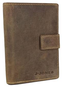 J.Jones Herren Echt-Leder Brieftasche Pass- und Ausweishülle mit RFID-Schutz (Antik-Braun) von J JONES JENNIFER JONES