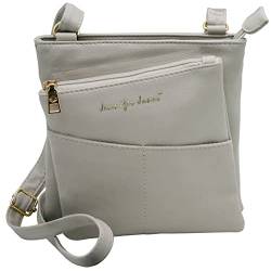 JENNIFER JONES - Modische Damen Handtasche - Umhängetasche - Crossbody Bag - Schultertasche mit verstellbarem Henkel (Style A, Hellgrau) von J JONES JENNIFER JONES