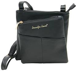 JENNIFER JONES - Modische Damen Handtasche - Umhängetasche - Crossbody Bag - Schultertasche mit verstellbarem Henkel (Style A, Schwarz) von J JONES JENNIFER JONES