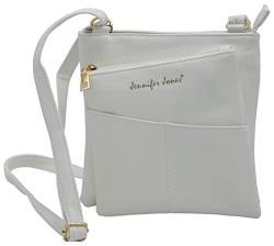 JENNIFER JONES - Modische Damen Handtasche - Umhängetasche - Crossbody Bag - Schultertasche mit verstellbarem Henkel (Style A, Weiß) von J JONES JENNIFER JONES