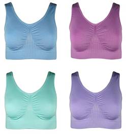 4er Pack Damen Komfort BH Seamless Bustier Top Shirt BH (L, lila) von J-Line