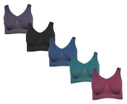 5er Pack Damen Komfort BH Seamless Bustier Top Shirt BH Komfortträger, Lila 2XL von J-Line