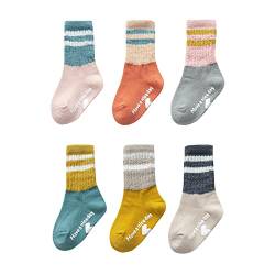 J Poqobog Kleinkind Baby Mädchen Jungen Socken stoppersocken kinder Baumwolle abs rutschfeste kindersocken antirutschsocken (Farbabstimmung-2 6 Paar 0-6 Monate) von J Poqobog