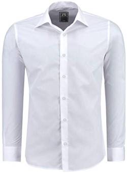 J'S FASHION Herren-Hemd - Slim-Fit - Langarm-Hemd Freizeithemd - Bügelleicht - 1-Weiß L von J'S FASHION