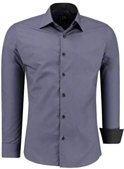 J'S FASHION Herren-Hemd - Slim-Fit - Langarm-Hemd Freizeithemd - Bügelleicht - Anthrazit L von J'S FASHION