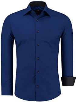 J'S FASHION Herren-Hemd - Slim-Fit - Langarm-Hemd Freizeithemd - Bügelleicht - Blau S von J'S FASHION