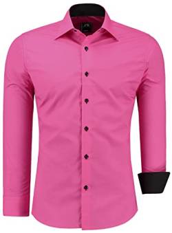 J'S FASHION Herren-Hemd - Slim-Fit - Langarm-Hemd Freizeithemd - Bügelleicht - Fuchsia 3XL von J'S FASHION