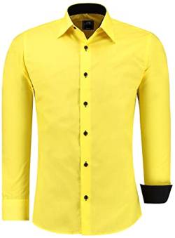 J'S FASHION Herren-Hemd - Slim-Fit - Langarm-Hemd Freizeithemd - Bügelleicht - Gelb 5XL von J'S FASHION