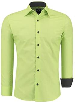 J'S FASHION Herren-Hemd - Slim-Fit - Langarm-Hemd Freizeithemd - Bügelleicht - Grün 5XL von J'S FASHION