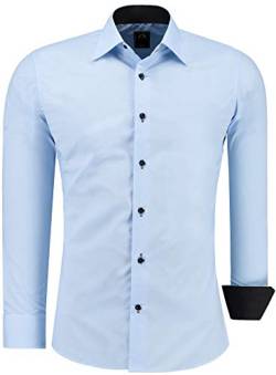 J'S FASHION Herren-Hemd - Slim-Fit - Langarm-Hemd Freizeithemd - Bügelleicht - Hellblau L von J'S FASHION