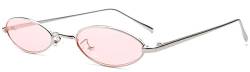 J&L Glasses Mode Retro ovale Sonnenbrille für Metallrahmen Shades Brillen Katzenauge Metall Rand Rahmen Frau Mode Sonnebrille Unisex Modische Gespiegelte Linse Sunglasses (Silver,pink) von J&L Glasses