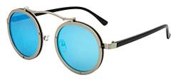 J&L Glasses Retro Klassisches Sonnenbrillen Brille mit Fensterglas Damen Herren Brillenfassung UV-Schutz, Sonnenbrillen Unisex Modische Fahrer für Golf, Autofahren, Outdoor Sport (Silver Blue) von J&L Glasses