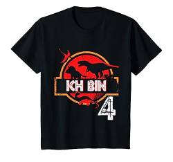 Kinder 4. Geburtstag Geschenk Ich Bin 4 Jahren Junge Mädchen Dino T-Shirt von J. Berg Birthday